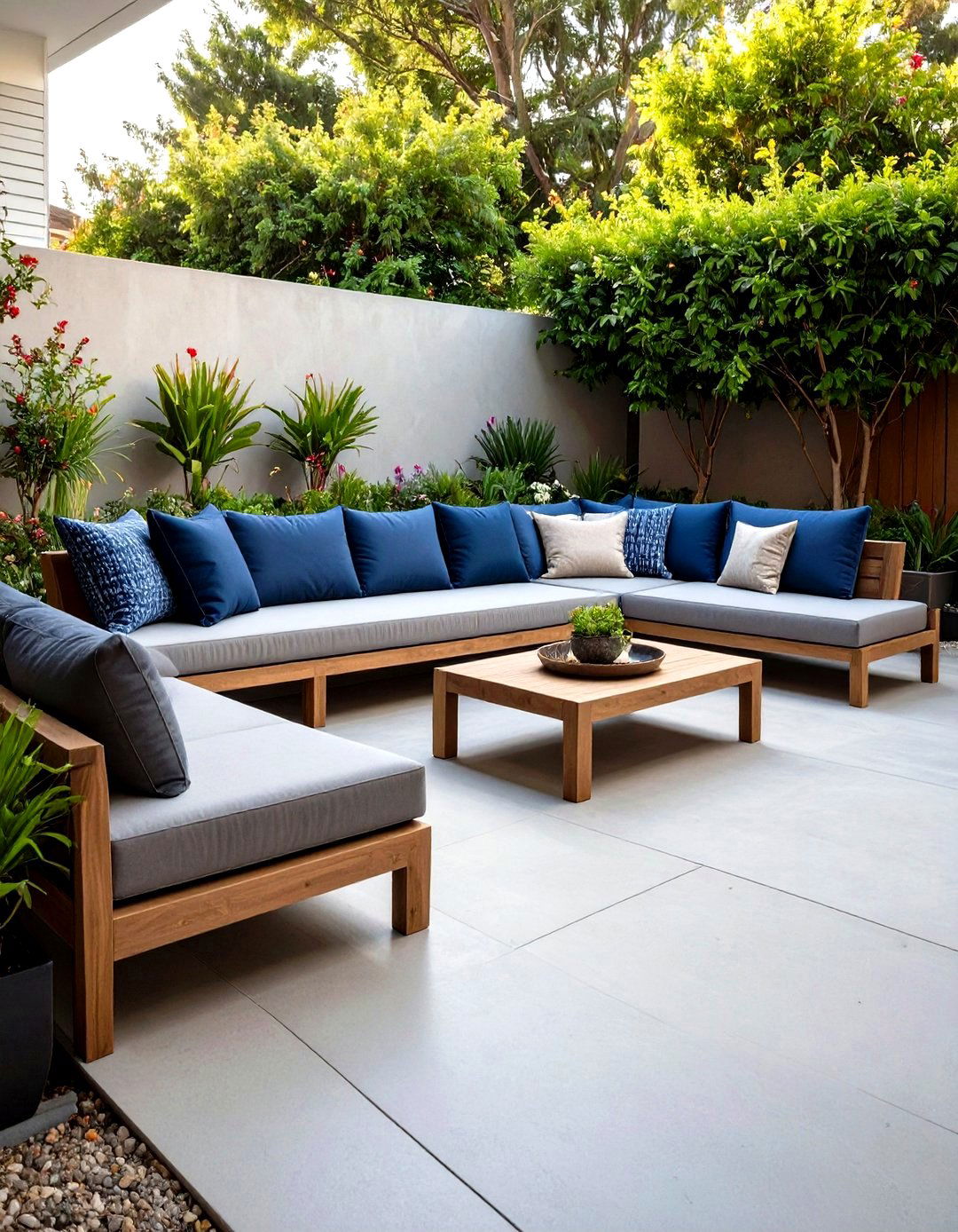 Firefly Create a high quality image with extra brightness of a poured concrete patio feat - 30 poured concrete patio ideas