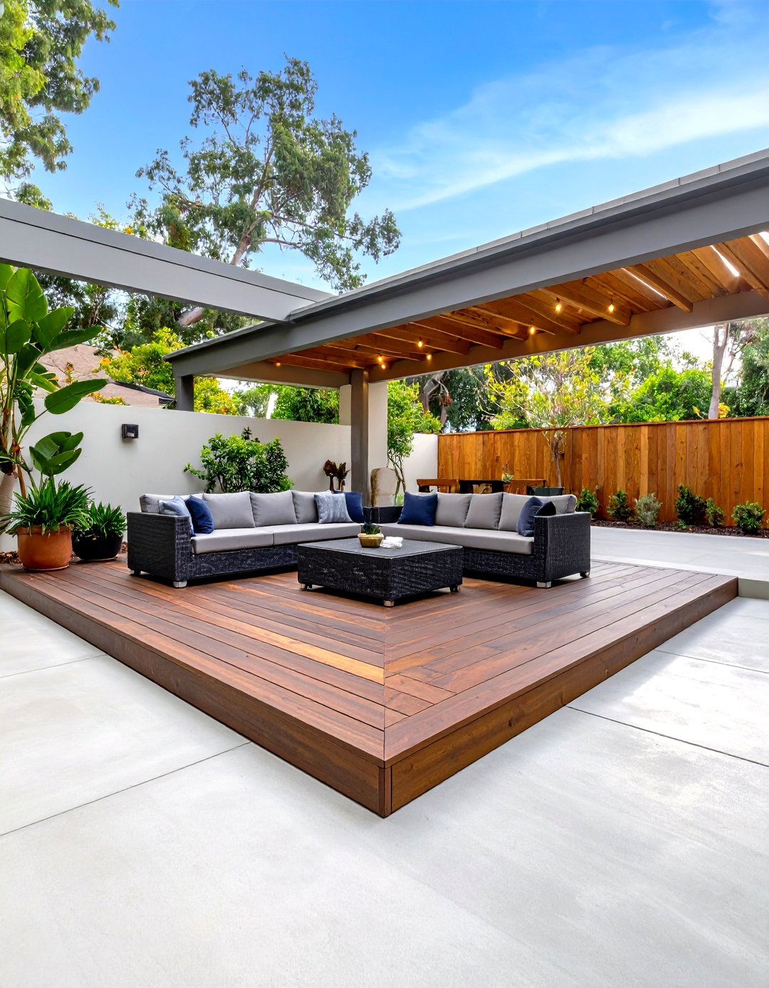 Firefly Create a high quality image with extra brightness of a poured concrete patio with - 30 poured concrete patio ideas