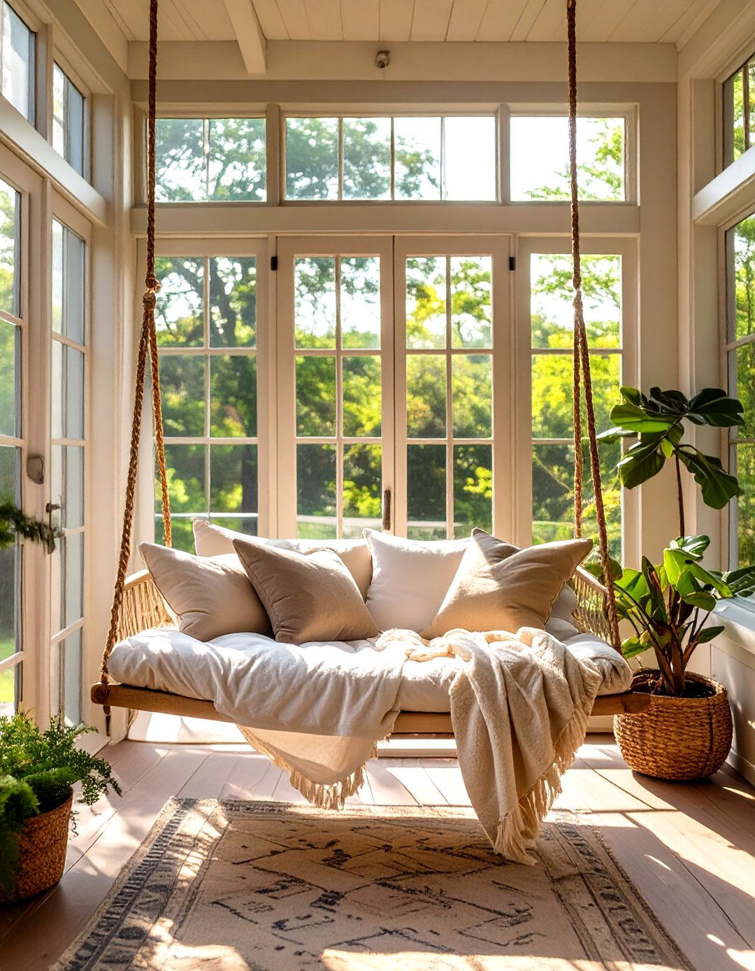 Firefly Create a high quality image with extra brightness of a relaxing sun porch with a - 30 sun porch ideas