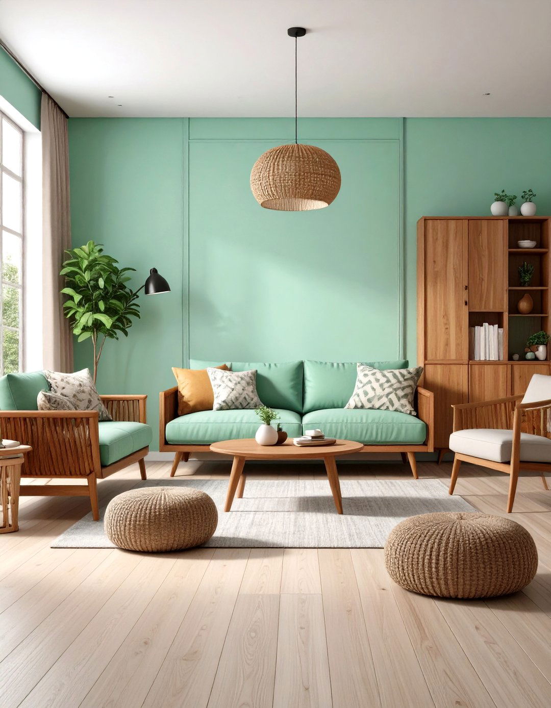 Firefly Create a high quality image with extra brightness of a retro inspired living room - 30 paint ideas for living room