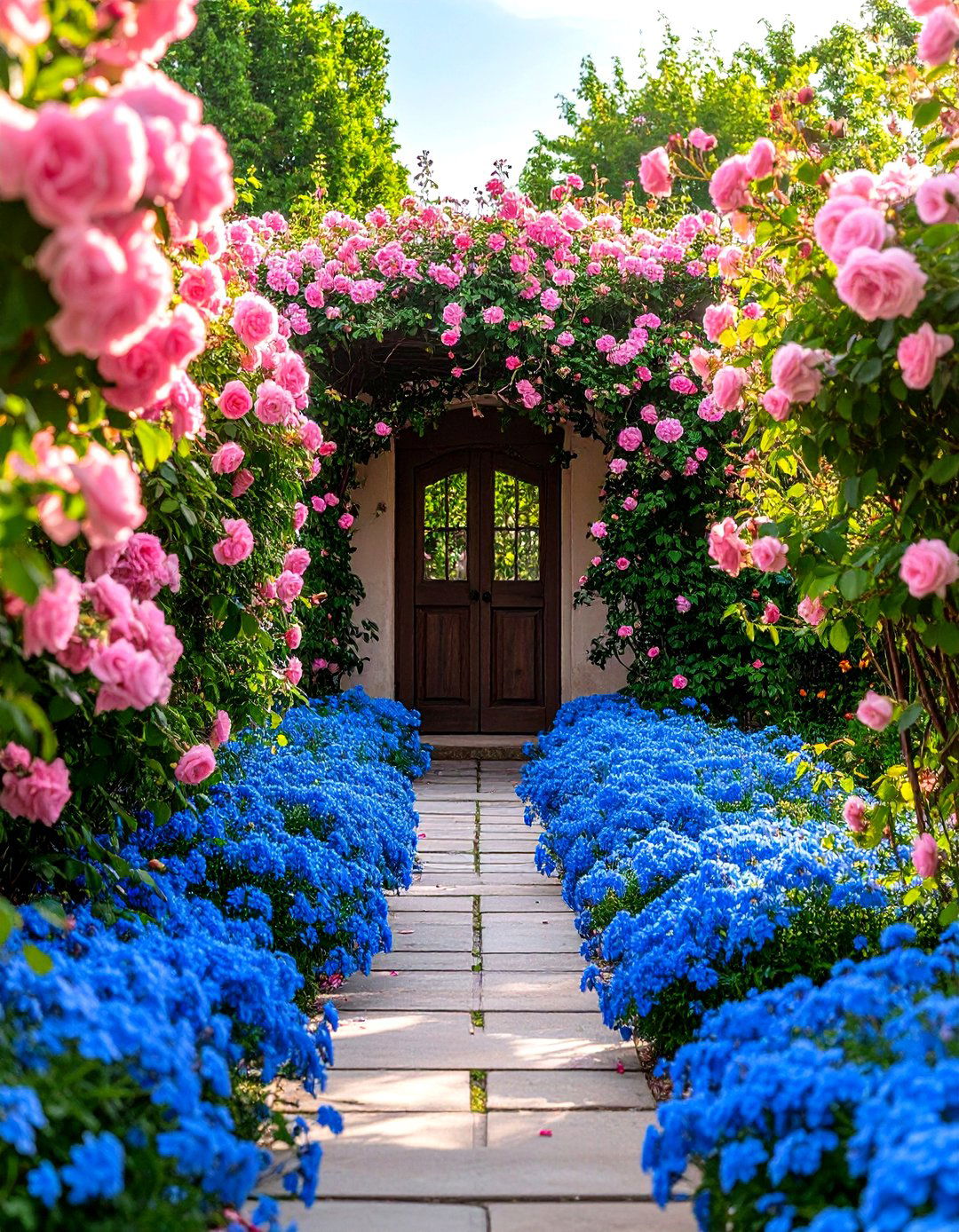 Firefly Create a high quality image with extra brightness of a romantic rose garden with - 30 plumbago landscaping ideas