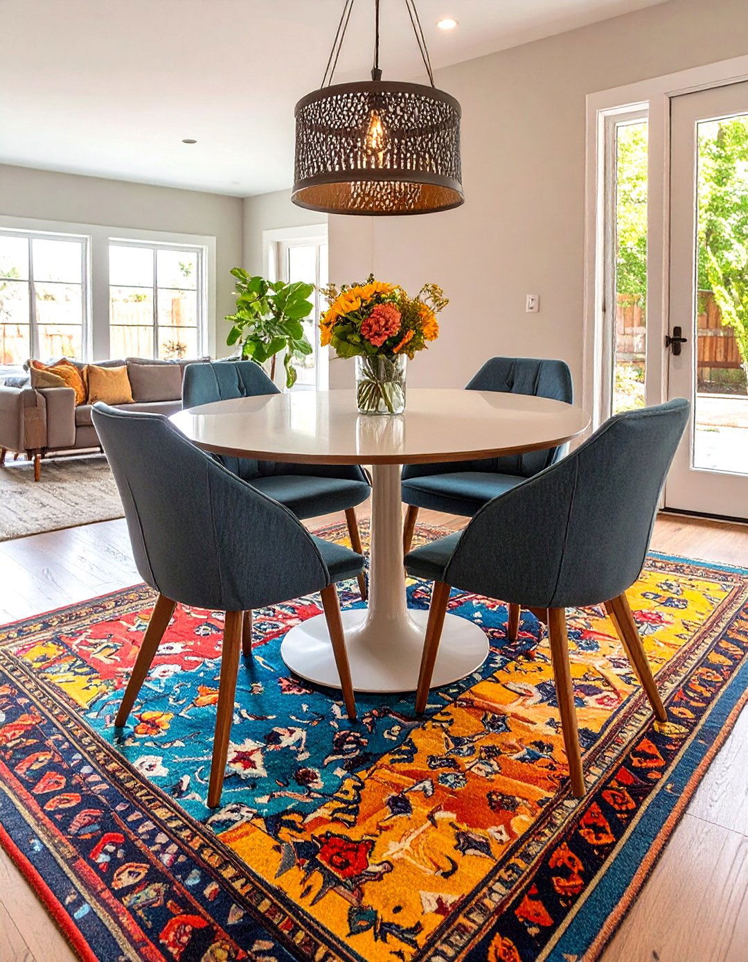 Firefly Create a high quality image with extra brightness of a round dining table and fou - 30 small dining room decorating ideas