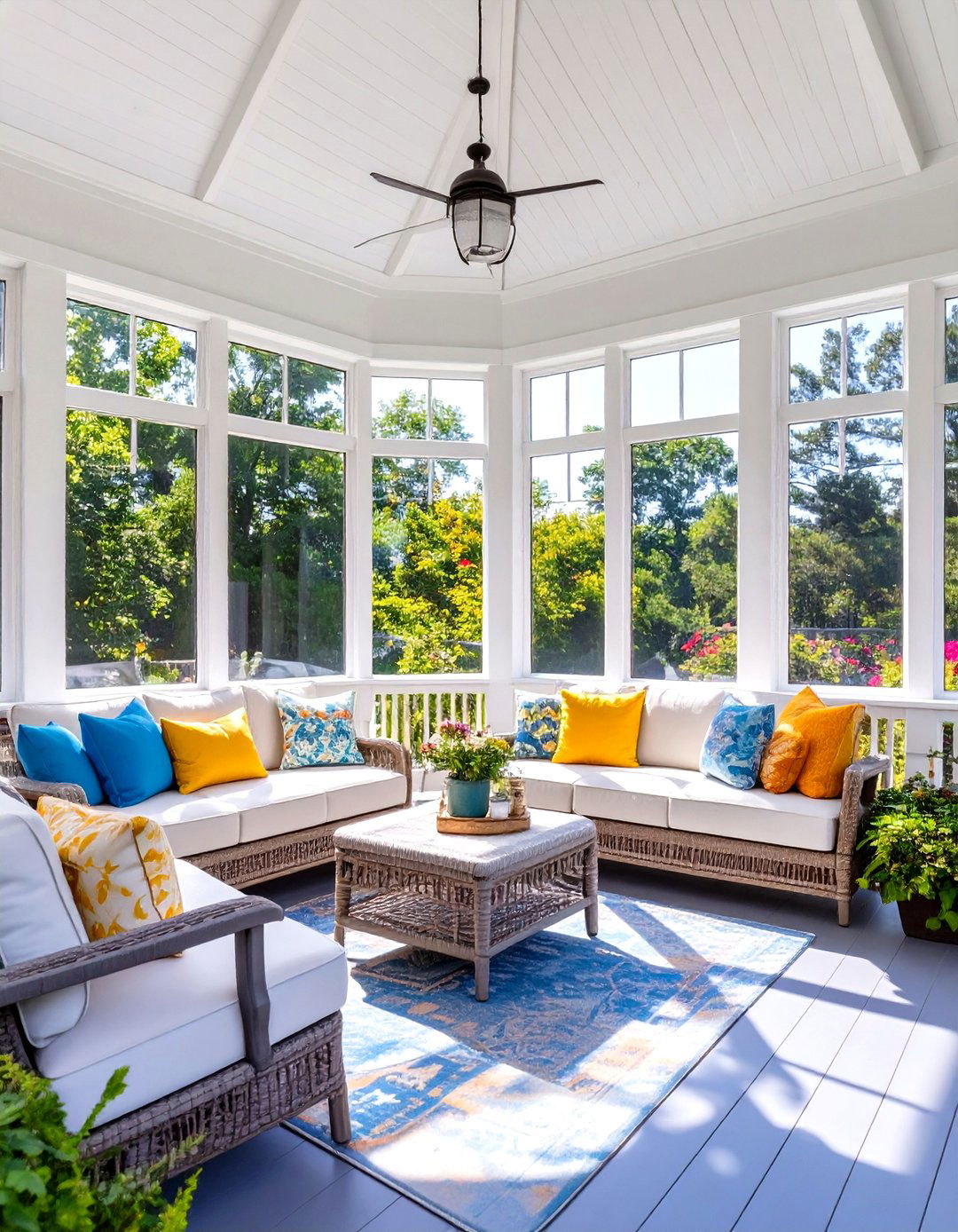 Firefly Create a high quality image with extra brightness of a screened in sun porch with - 30 sun porch ideas