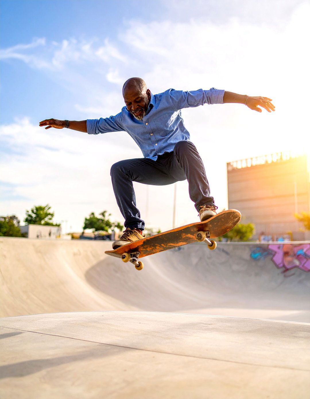 Firefly Create a high quality image with extra brightness of a senior boy with a skateboa - 30 outdoor senior picture ideas
