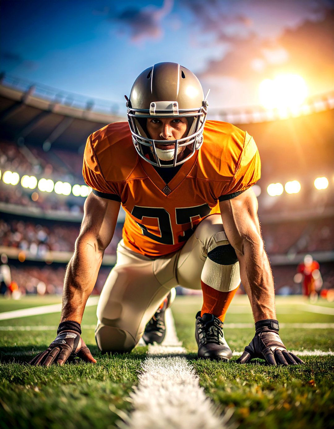 Firefly Create a high quality image with extra brightness of a senior football player in - 30 outdoor senior picture ideas