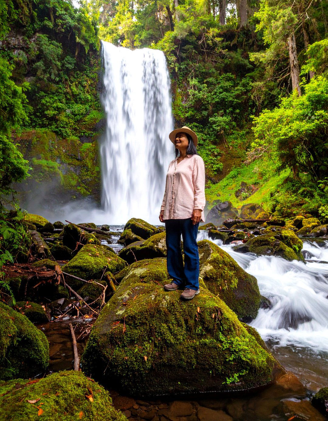 Firefly Create a high quality image with extra brightness of a senior standing on a mossy - 30 outdoor senior picture ideas