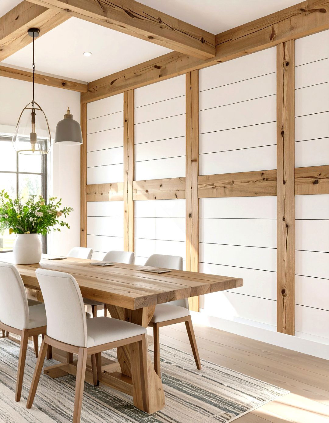 Firefly Create a high quality image with extra brightness of a shiplap and wood trim acce - 30 wood trim accent wall ideas