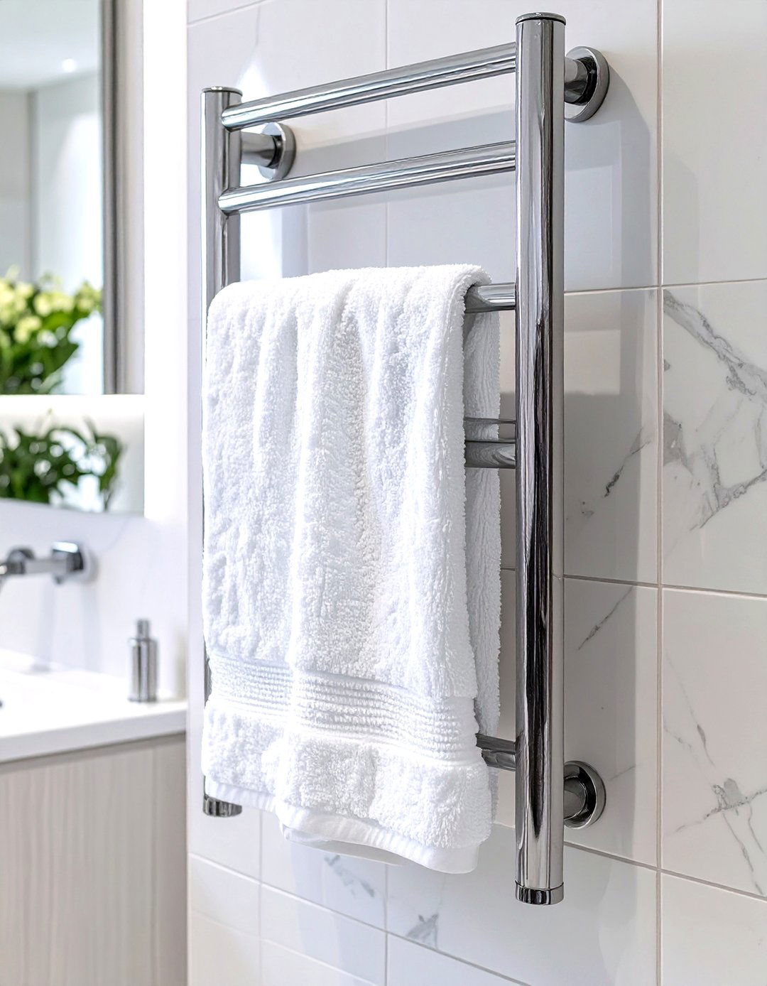 Firefly Create a high quality image with extra brightness of a sleek chrome wall mounted - 30 spa bathroom ideas