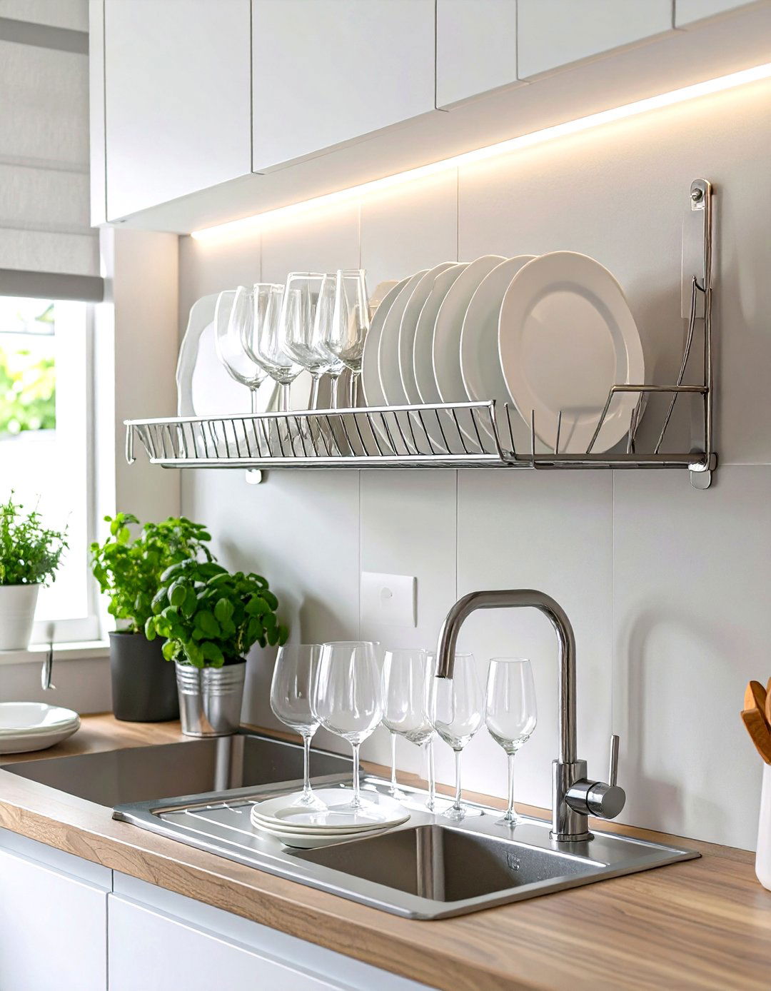 Firefly Create a high quality image with extra brightness of a sleek stainless steel wal - 30 small kitchen decor ideas