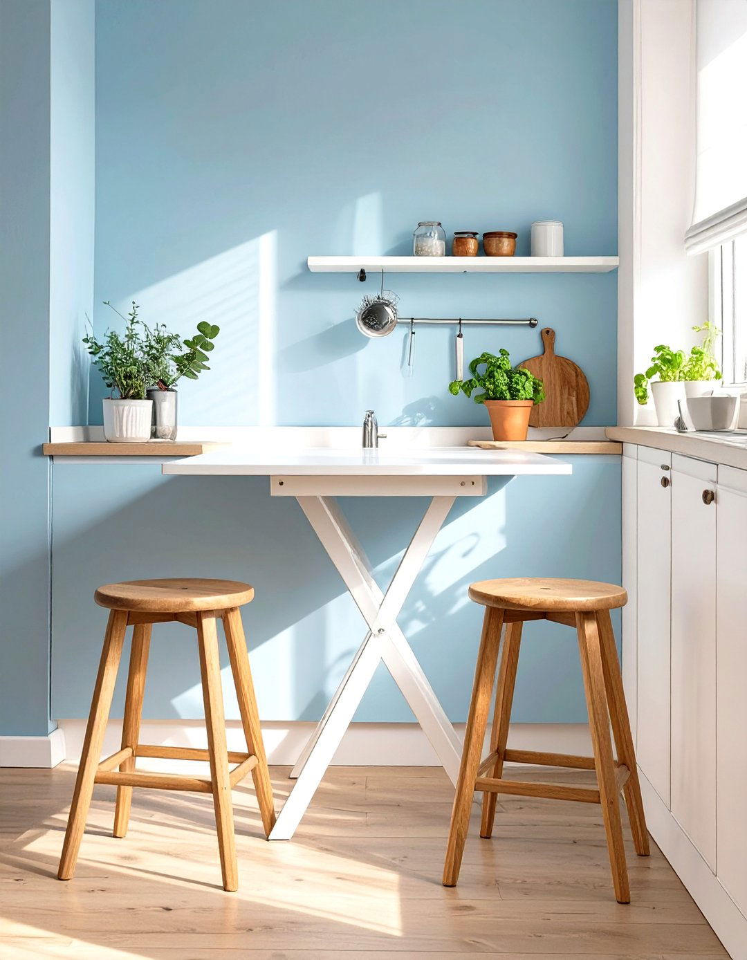 Firefly Create a high quality image with extra brightness of a sleek white fold down wal - 30 small kitchen decor ideas