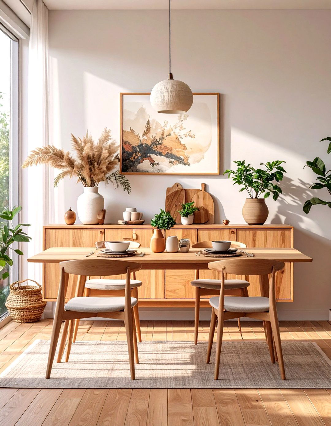 Firefly Create a high quality image with extra brightness of a slim mid century modern si - 30 small dining room decorating ideas