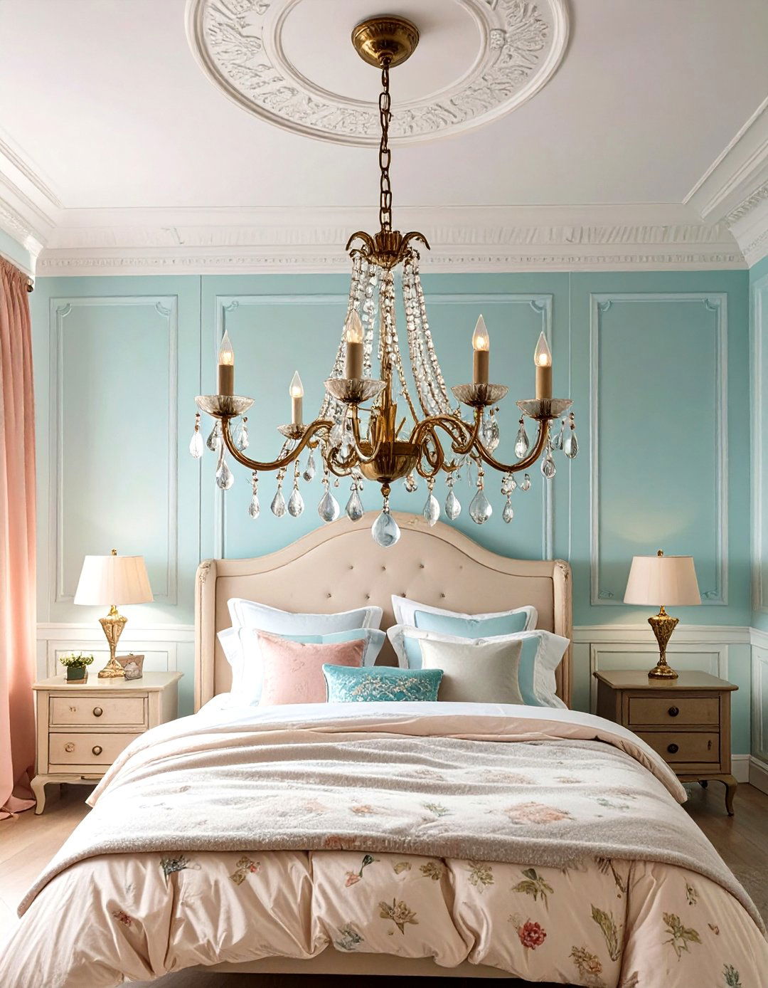 Firefly Create a high quality image with extra brightness of a small crystal chandelier w - 30 shabby chic bedroom ideas