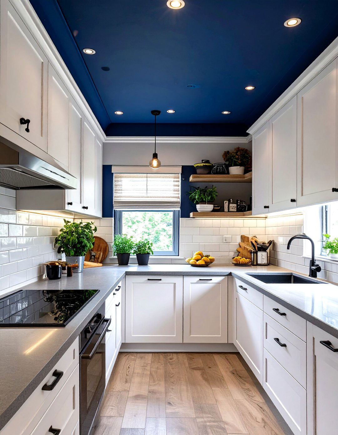 Firefly Create a high quality image with extra brightness of a small kitchen ceiling pain - 30 small kitchen decor ideas