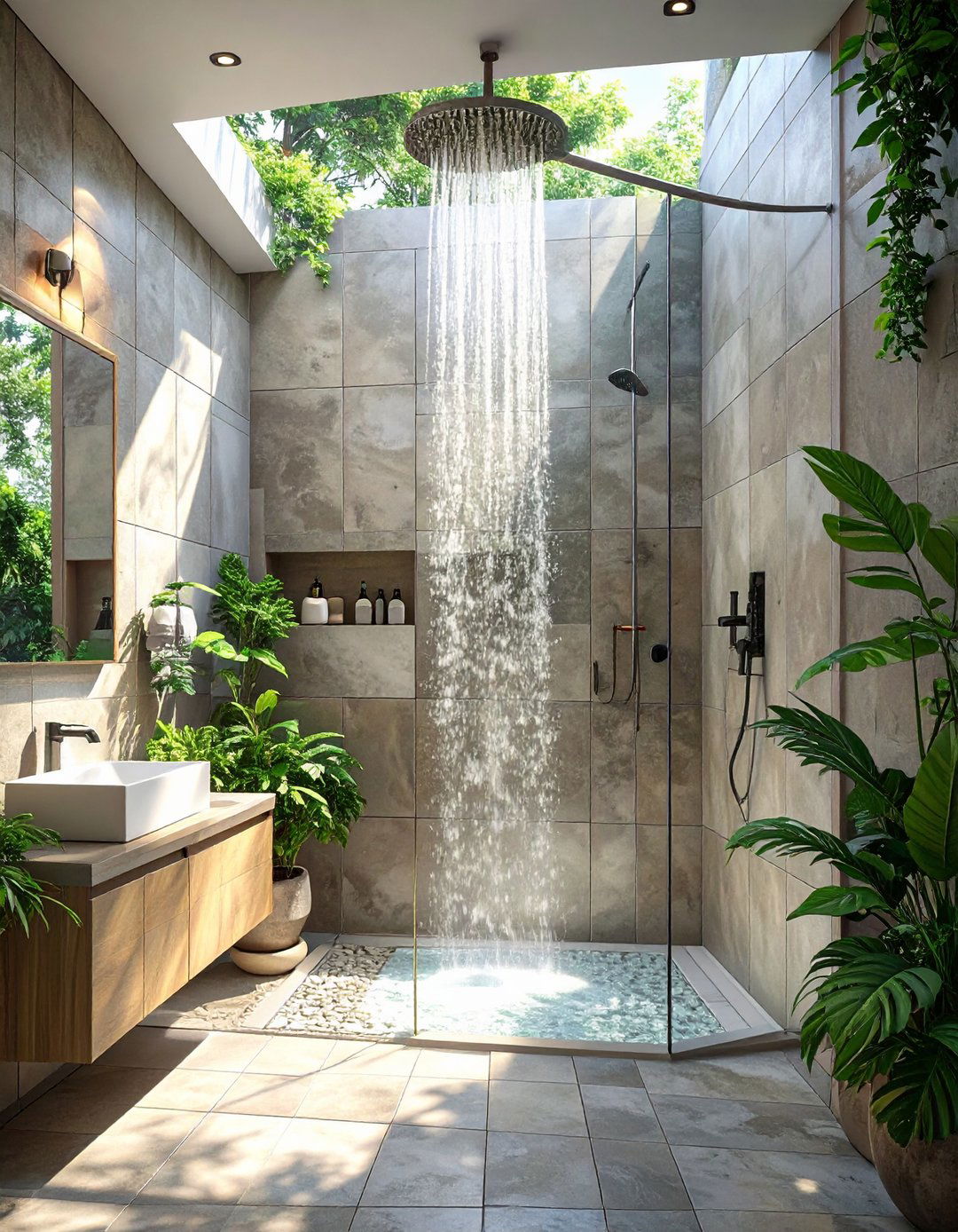 Firefly Create a high quality image with extra brightness of a spacious feeling small wal - 30 modern small bathroom walk in shower ideas