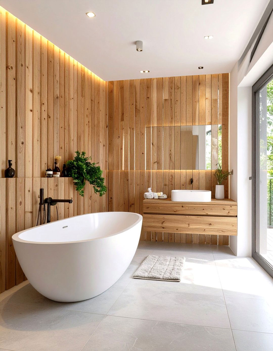 Firefly Create a high quality image with extra brightness of a stunning feature wall of v - 30 scandinavian bathroom design ideas