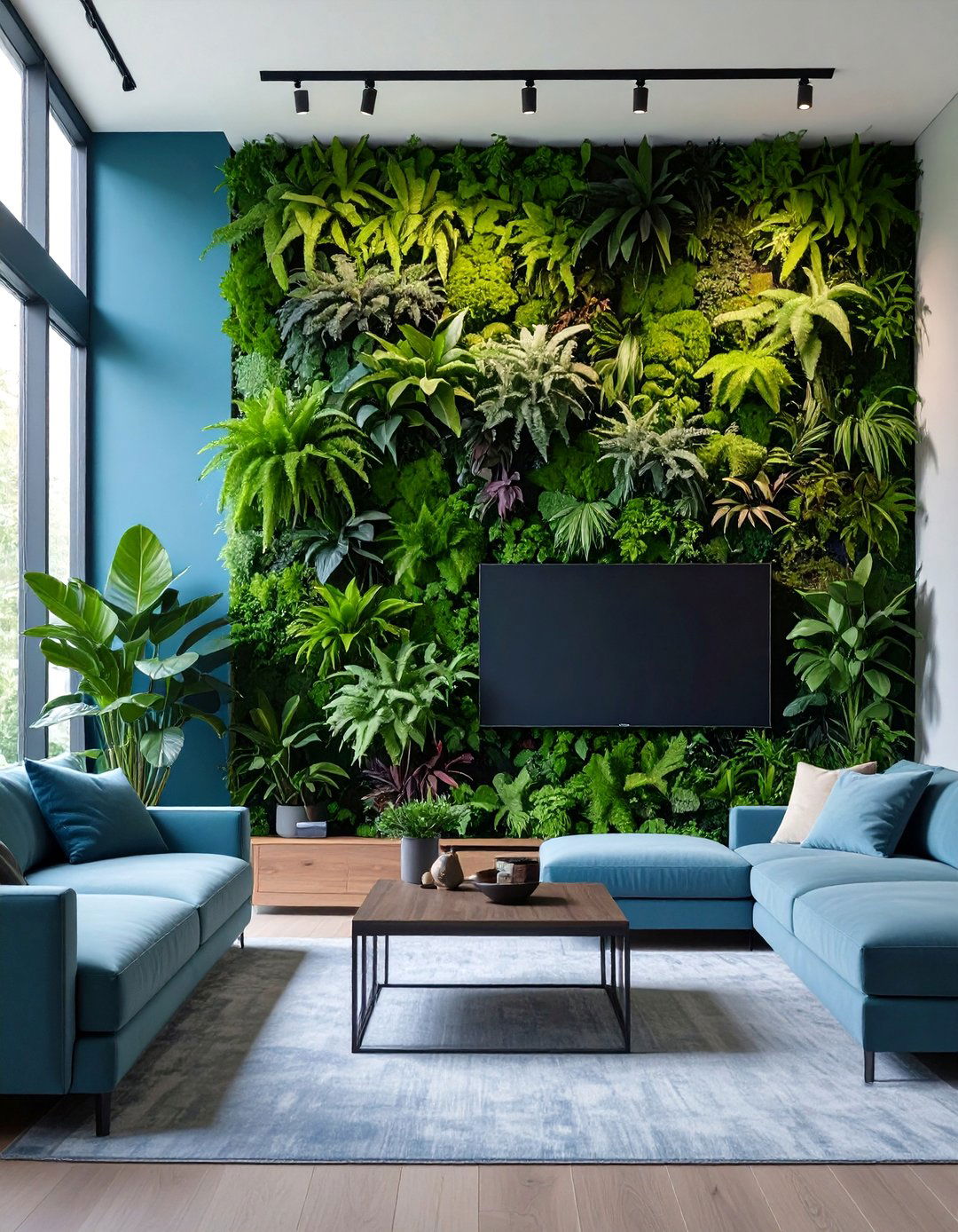 Firefly Create a high quality image with extra brightness of a stunning living wall feat - 30 top trends in interior design