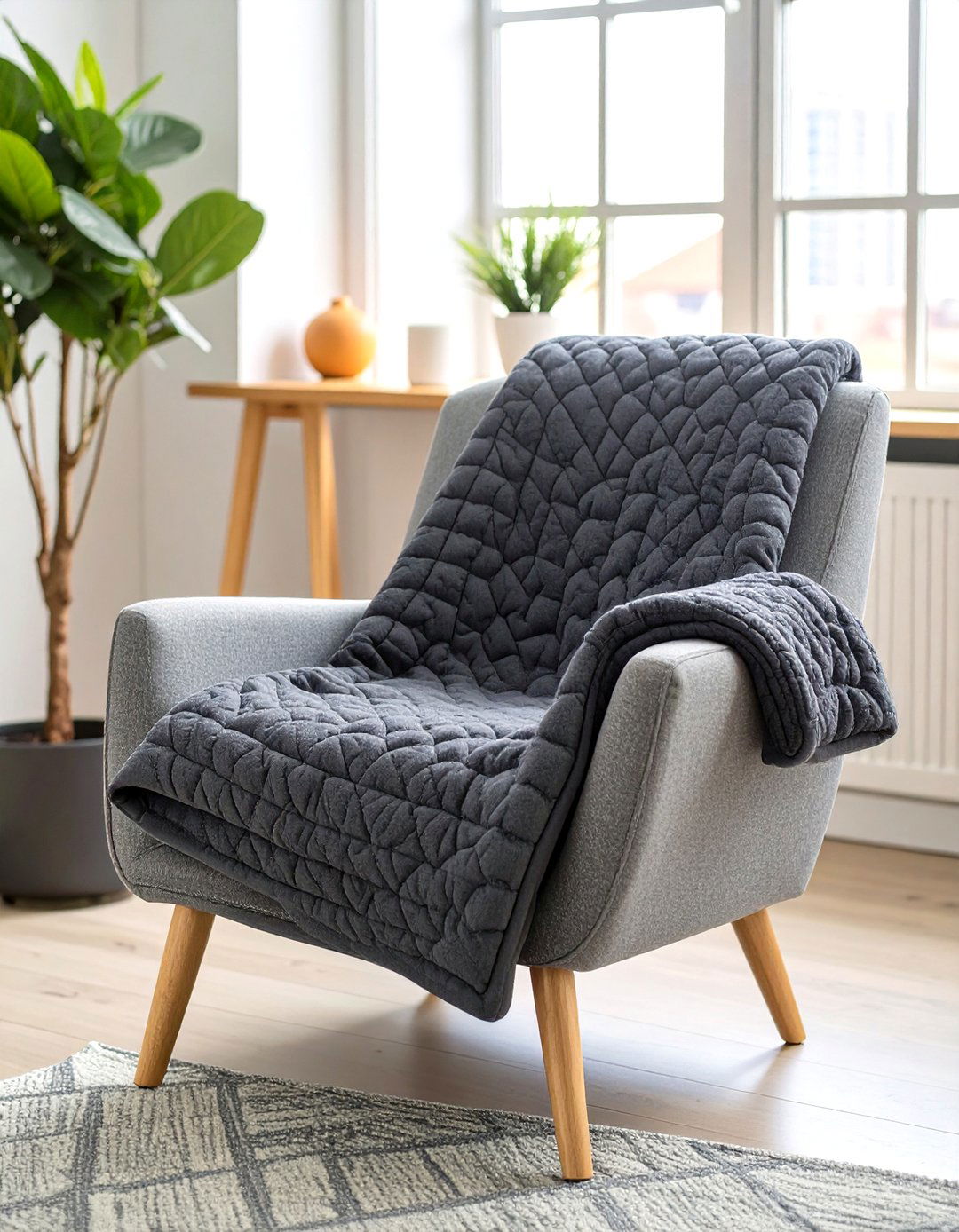 Firefly Create a high quality image with extra brightness of a stylish dark grey weighte - 30 therapy office decor ideas