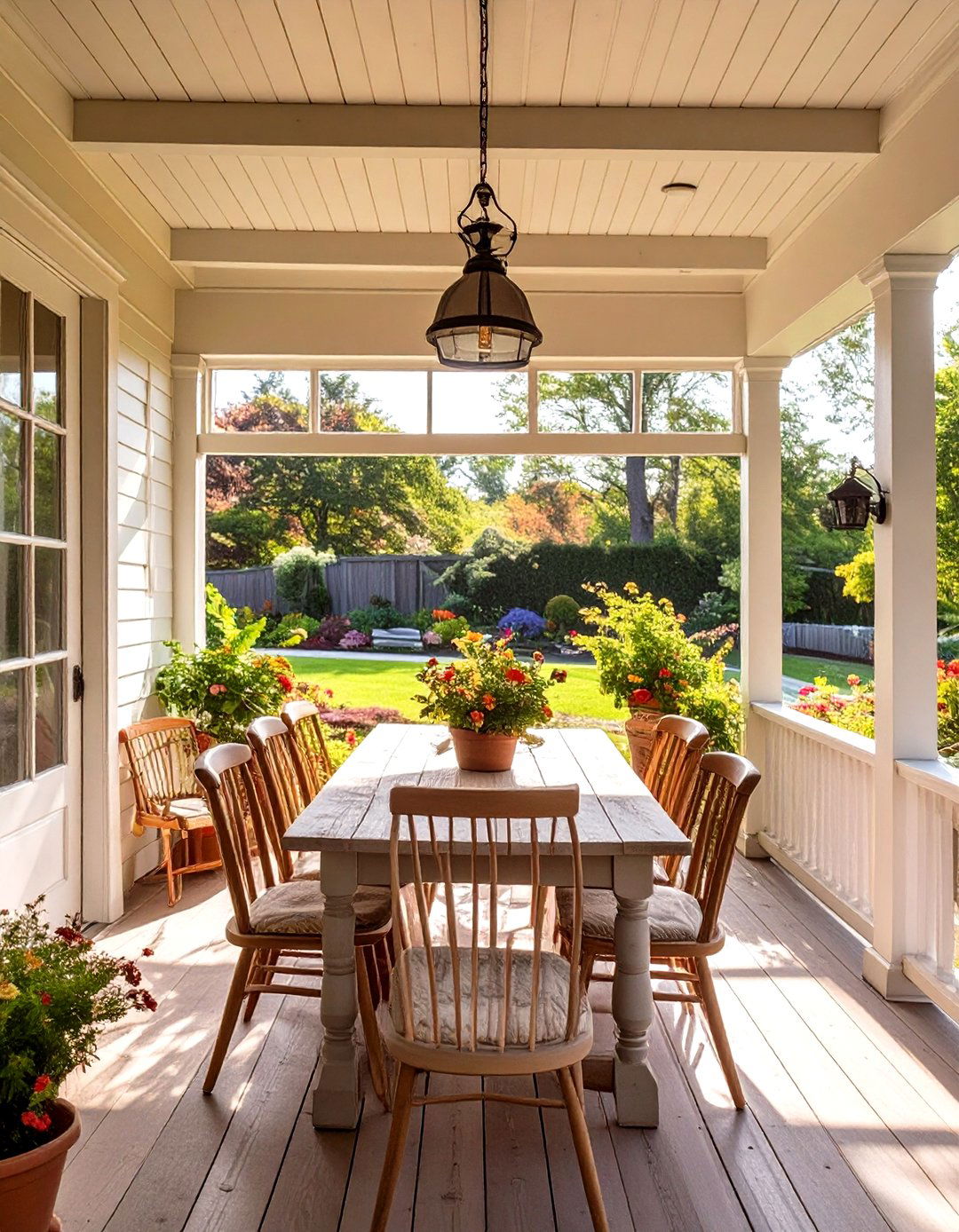 Firefly Create a high quality image with extra brightness of a sun porch set up as a dini - 30 sun porch ideas