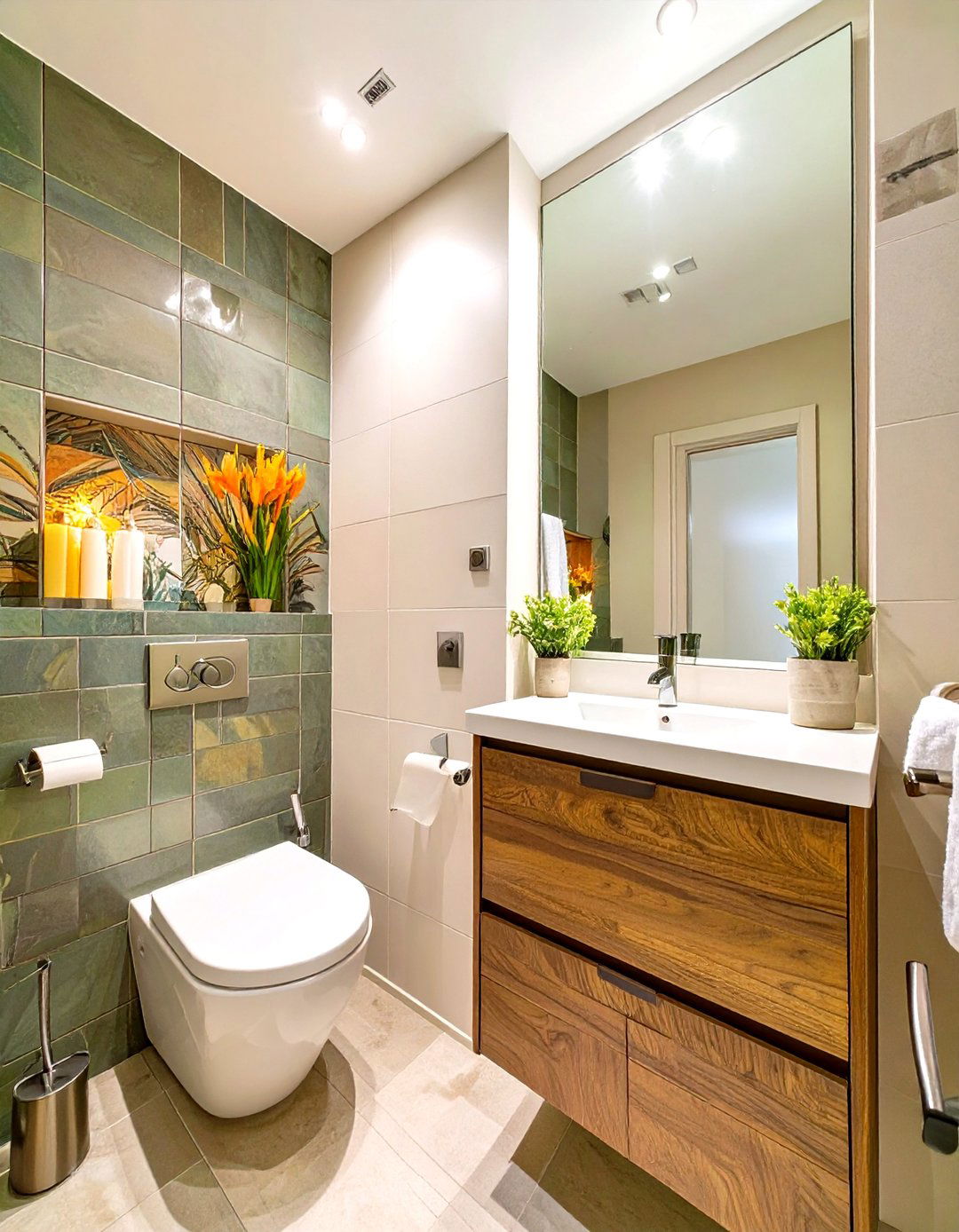 Firefly Create a high quality image with extra brightness of a tall recessed medicine ca - 30 small master bathroom ideas