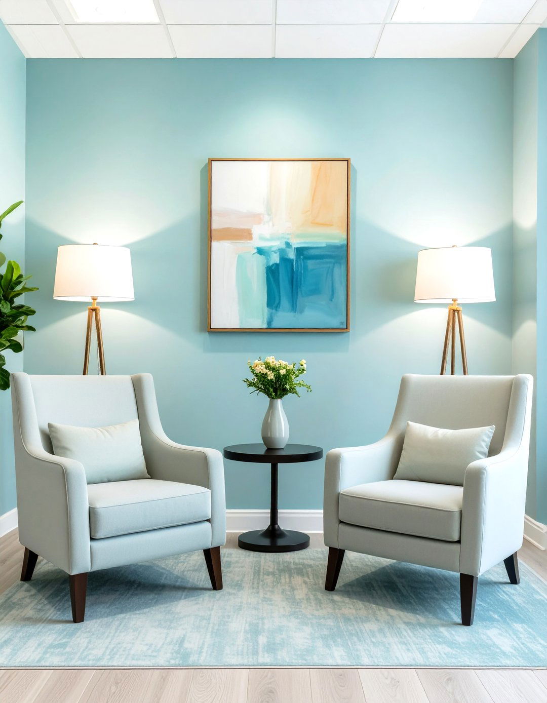 Firefly Create a high quality image with extra brightness of a therapy office showing sym - 30 therapy office decor ideas