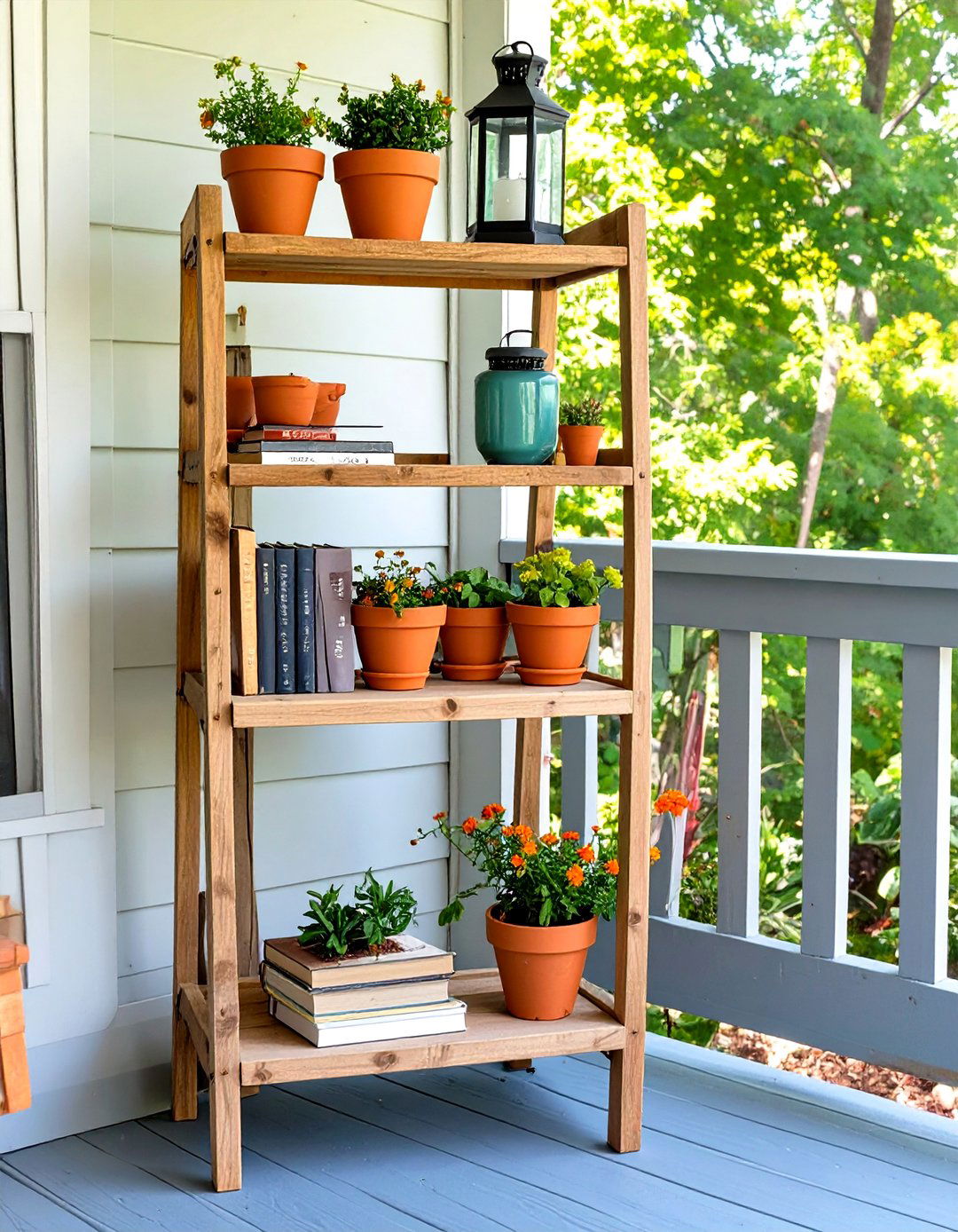 Firefly Create a high quality image with extra brightness of a three tiered wooden corner - 30 small screened in porch ideas