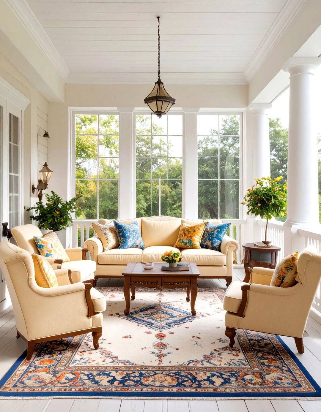 Firefly Create a high quality image with extra brightness of a traditional sun porch with - 30 sun porch ideas