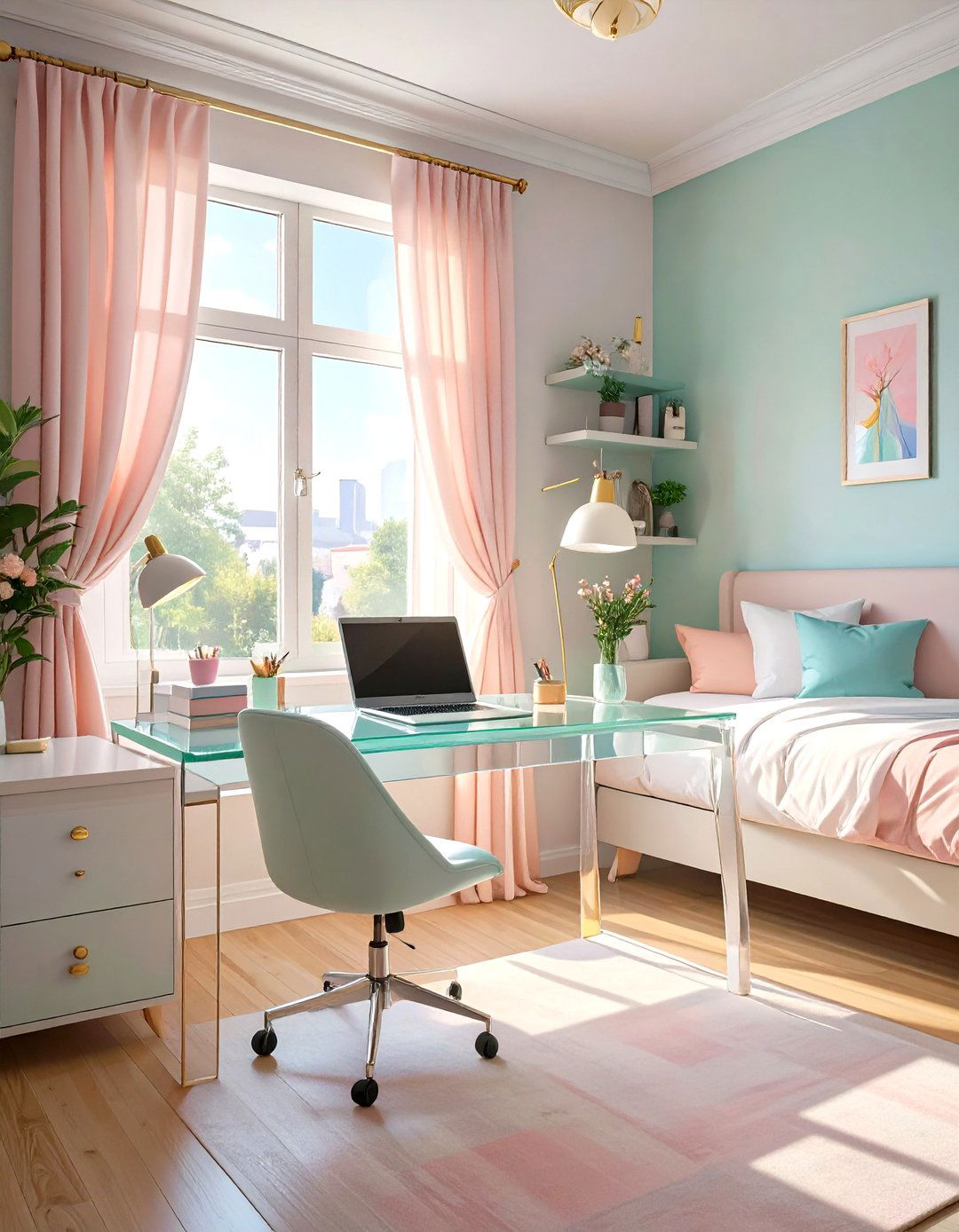 Firefly Create a high quality image with extra brightness of a transparent acrylic ghost - 30 small bedroom bedroom office ideas