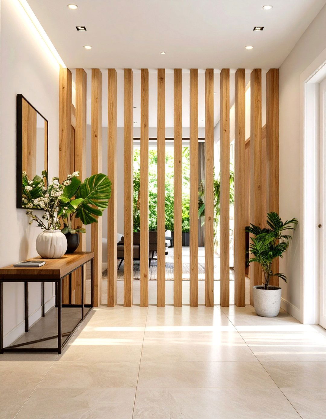 Firefly Create a high quality image with extra brightness of a vertical wood slat accent - 30 wood trim accent wall ideas