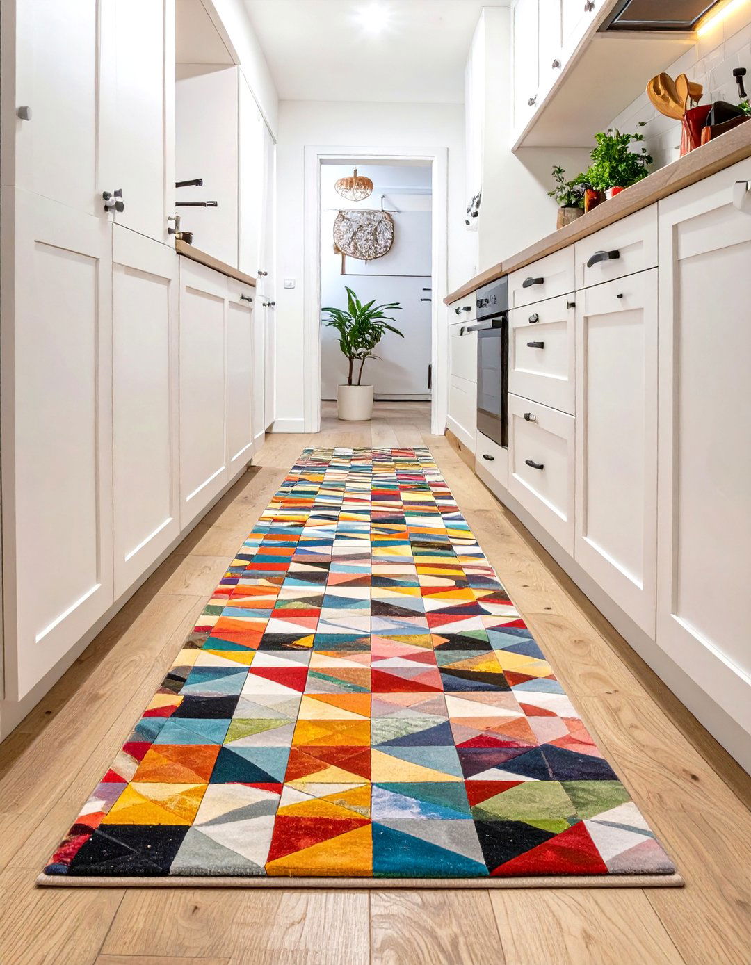 Firefly Create a high quality image with extra brightness of a vibrant colorful geometri - 30 small kitchen decor ideas