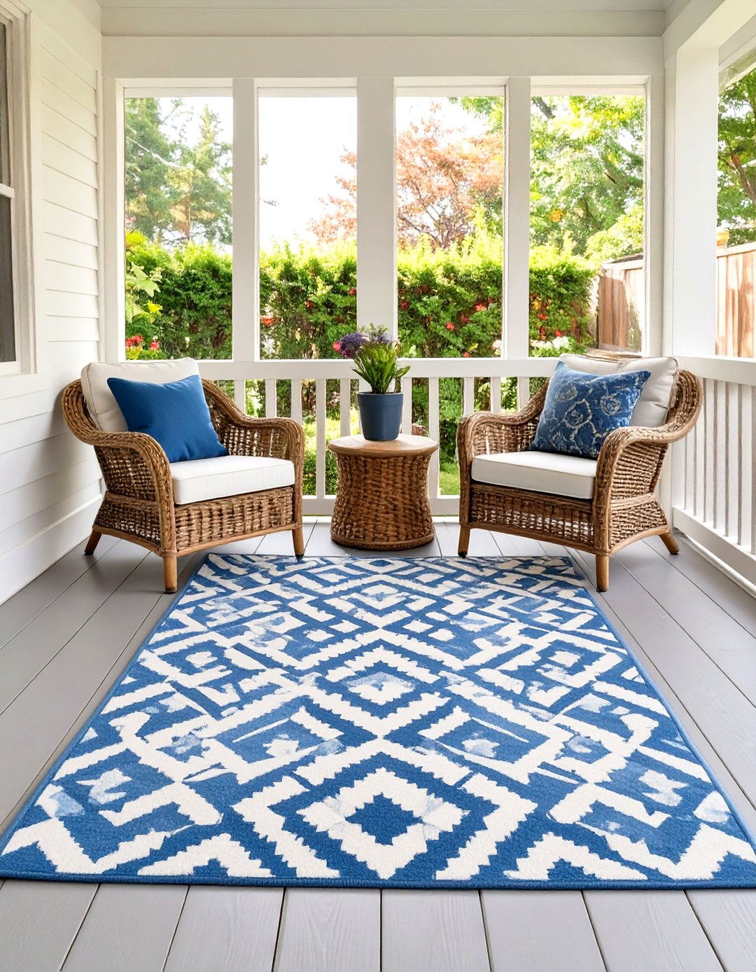 Firefly Create a high quality image with extra brightness of a vibrant geometric pattern - 30 small screened in porch ideas