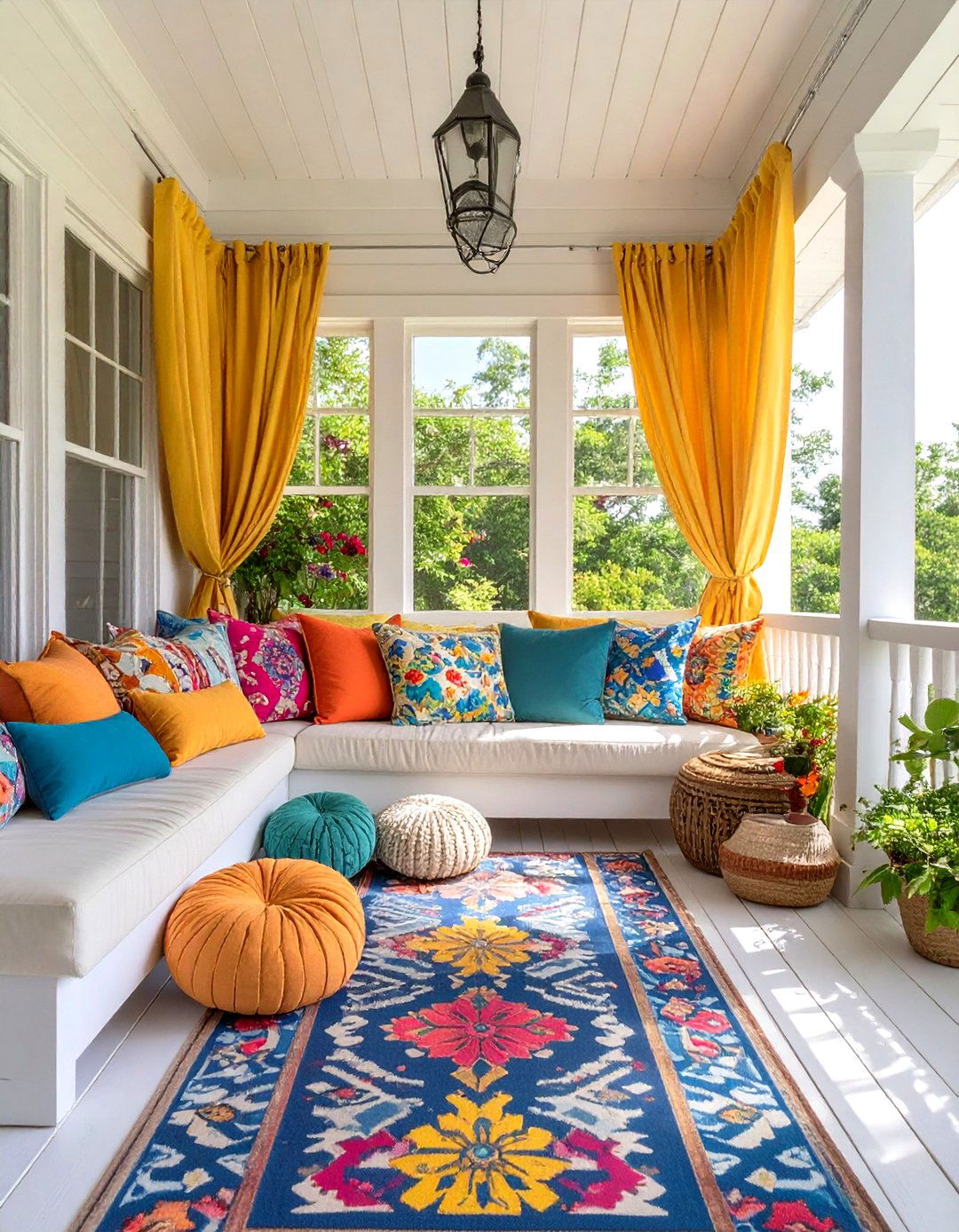 Firefly Create a high quality image with extra brightness of a vibrant sun porch decorate - 30 sun porch ideas