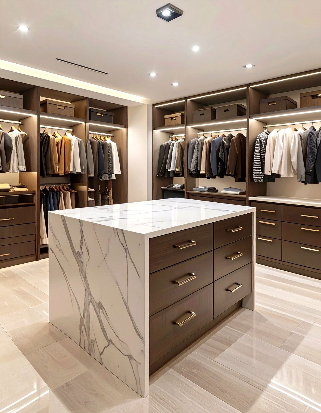 Firefly Create a high quality image with extra brightness of a walk in closet with a centr - 30 walk in closet design ideas