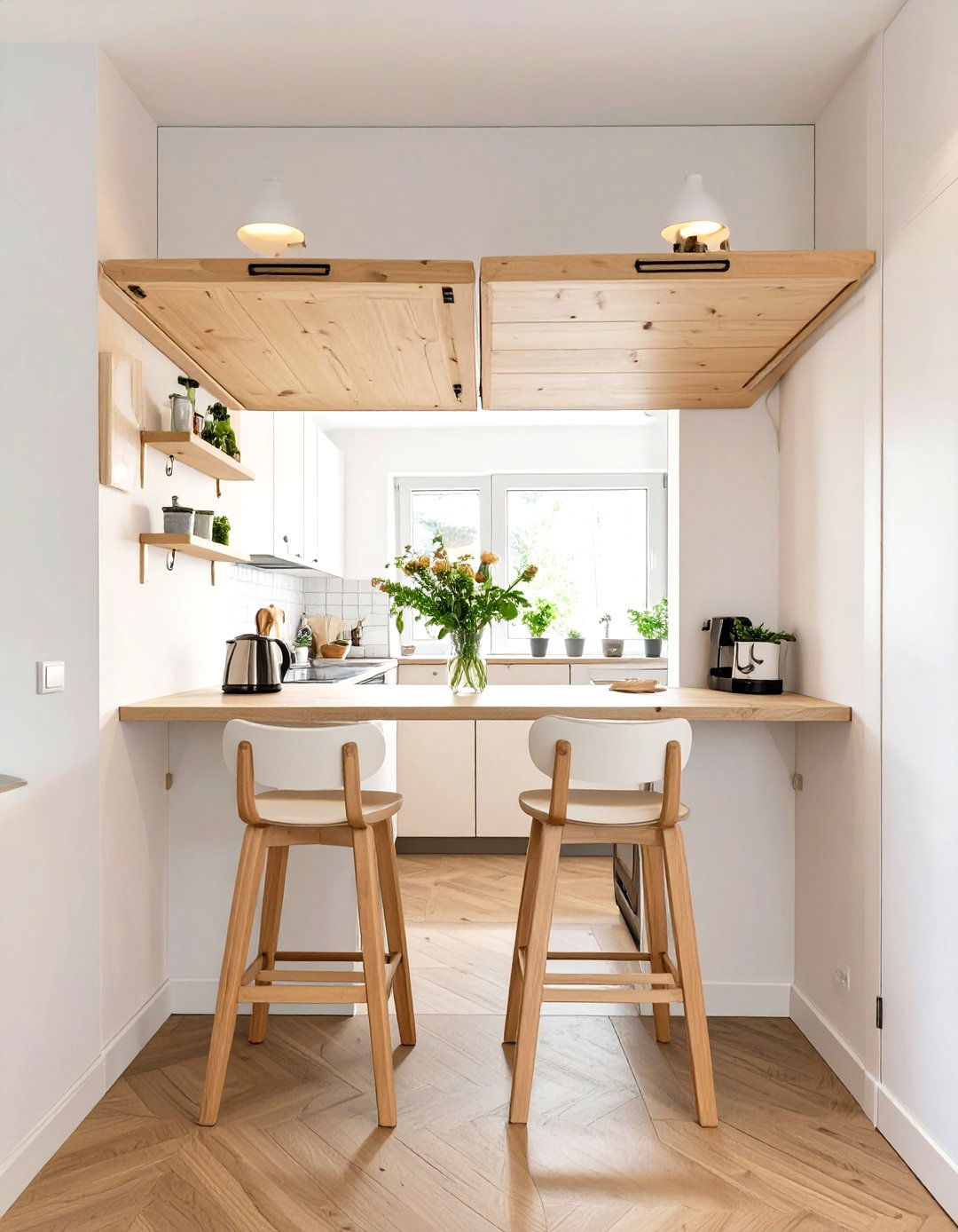 Firefly Create a high quality image with extra brightness of a wall mounted drop leaf tabl - 30 very small kitchen ideas on a budget