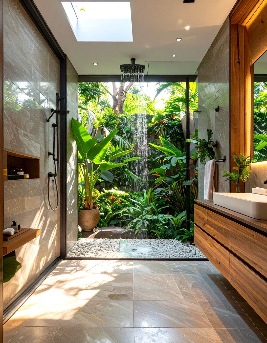 Firefly Create a high quality image with extra brightness of a wet room layout featuring - 30 spa bathroom ideas