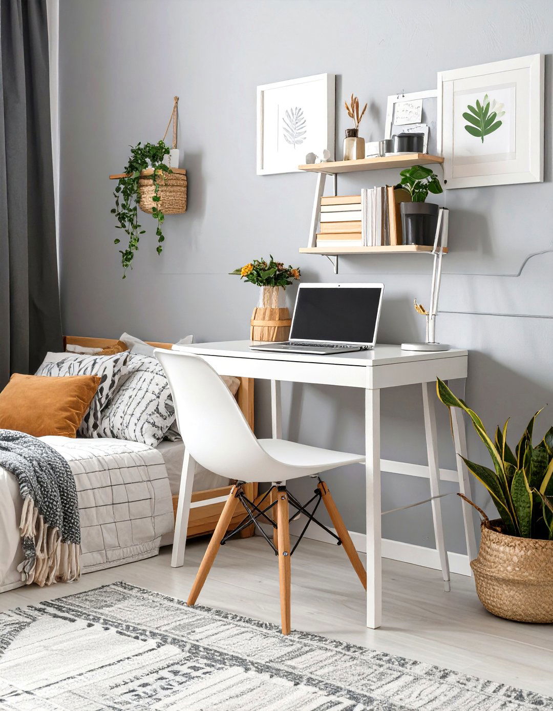 Firefly Create a high quality image with extra brightness of a white metal and wood ladde - 30 small bedroom bedroom office ideas