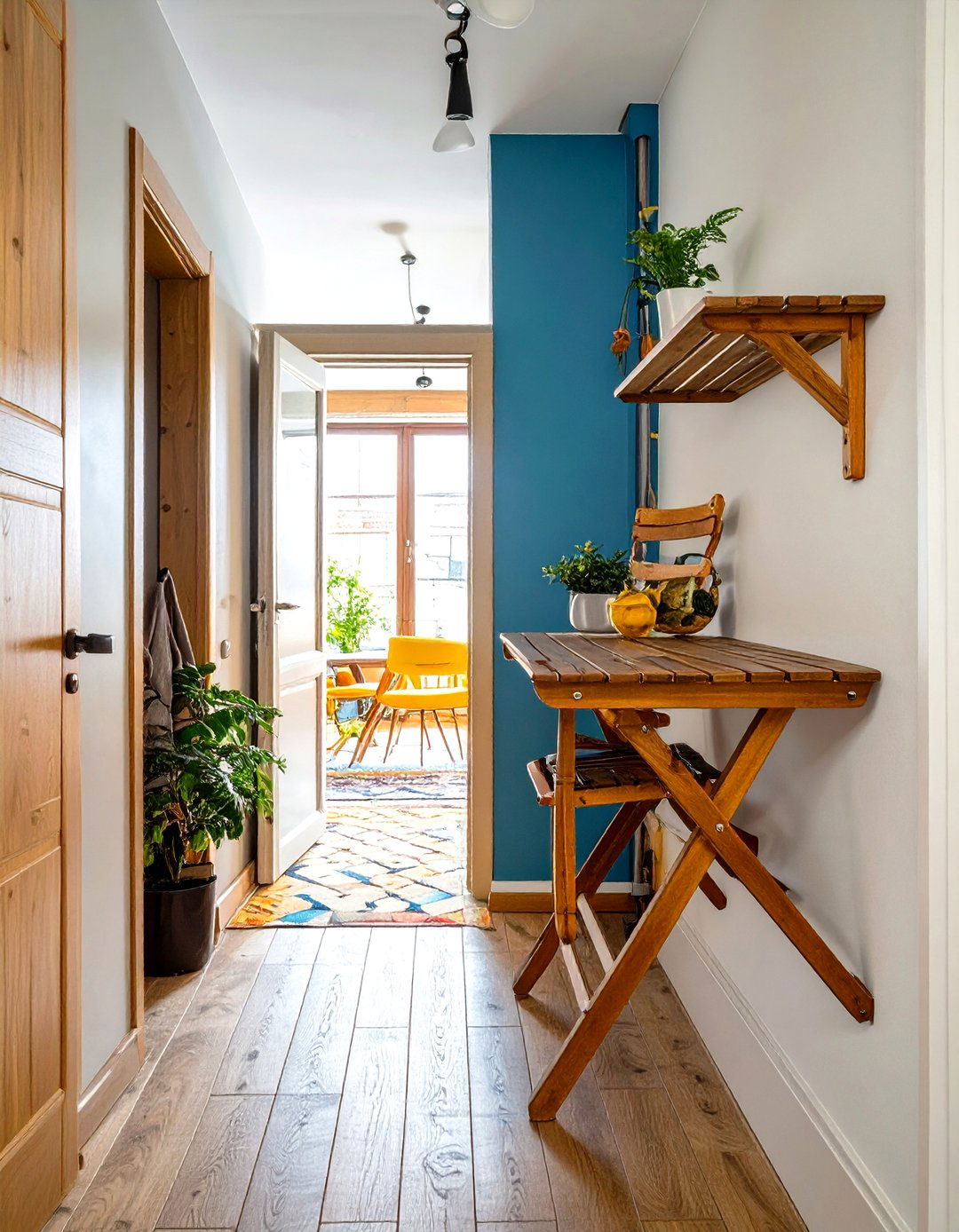 Firefly Create a high quality image with extra brightness of a wooden fold down table mou - 30 small dining room decorating ideas