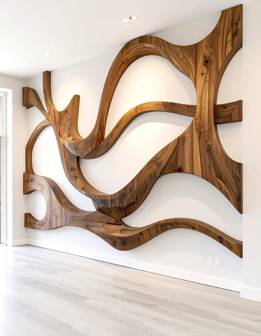 Firefly Create a high quality image with extra brightness of an abstract free form wood t - 30 wood trim accent wall ideas
