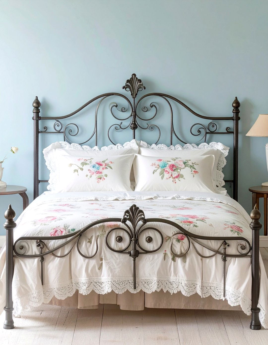 Firefly Create a high quality image with extra brightness of an ornate Victorian iron bed - 30 vintage bedroom ideas