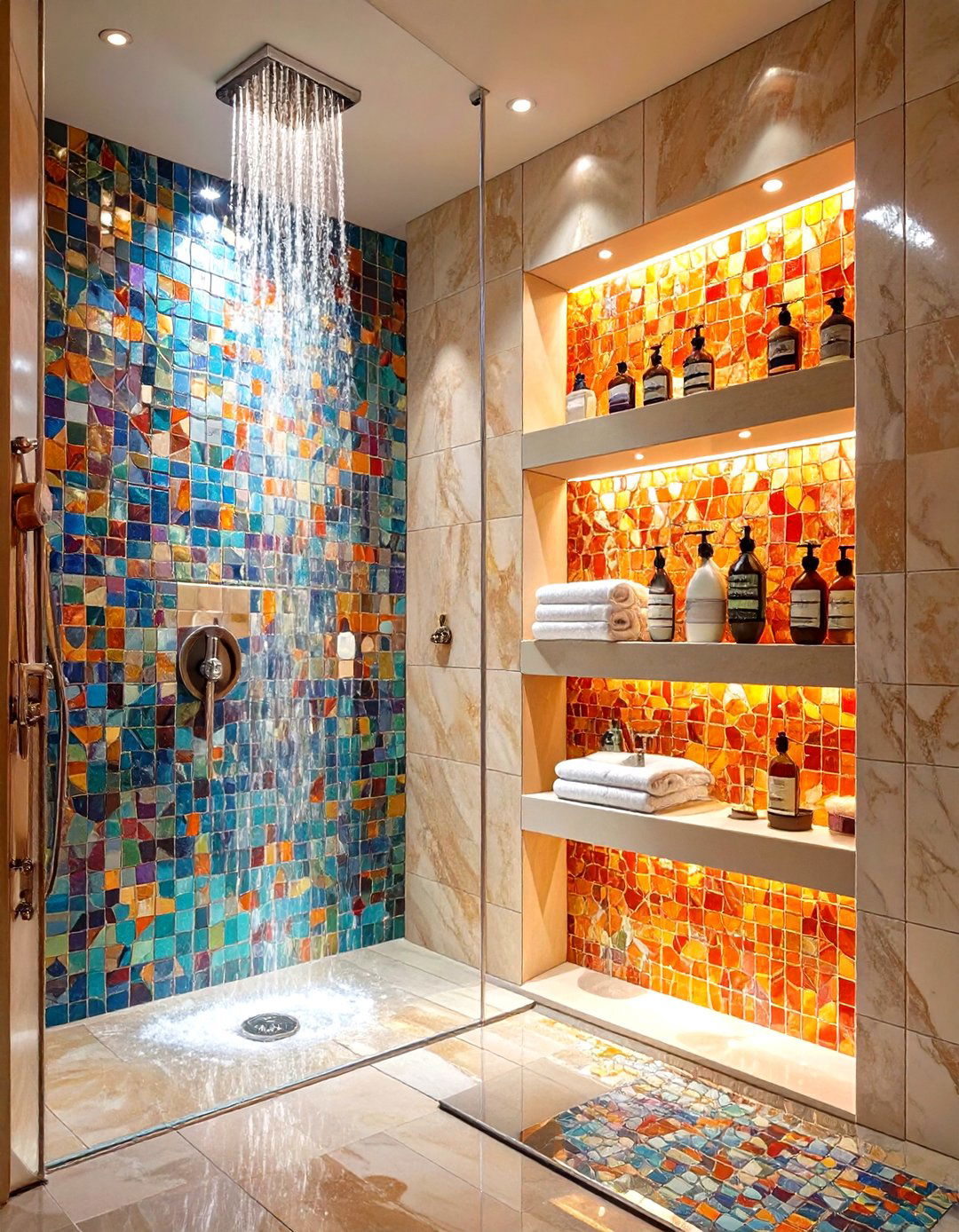 Firefly Create a high quality image with extra brightness of built in recessed wall shelv - 30 spa bathroom ideas