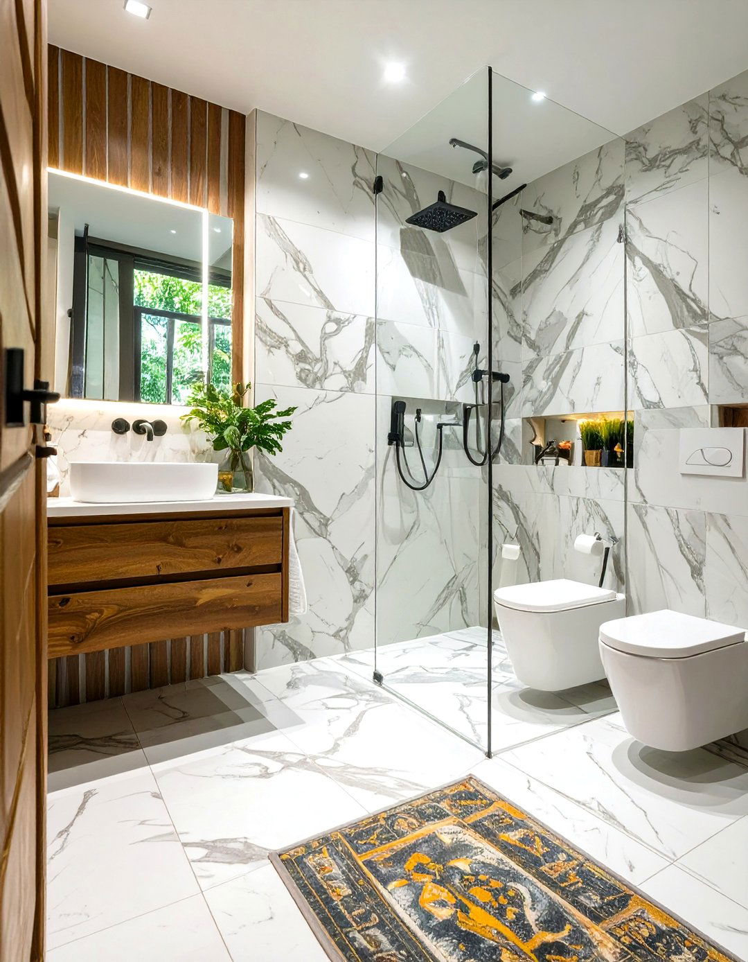 Firefly Create a high quality image with extra brightness of large format marble look por - 30 small master bathroom ideas
