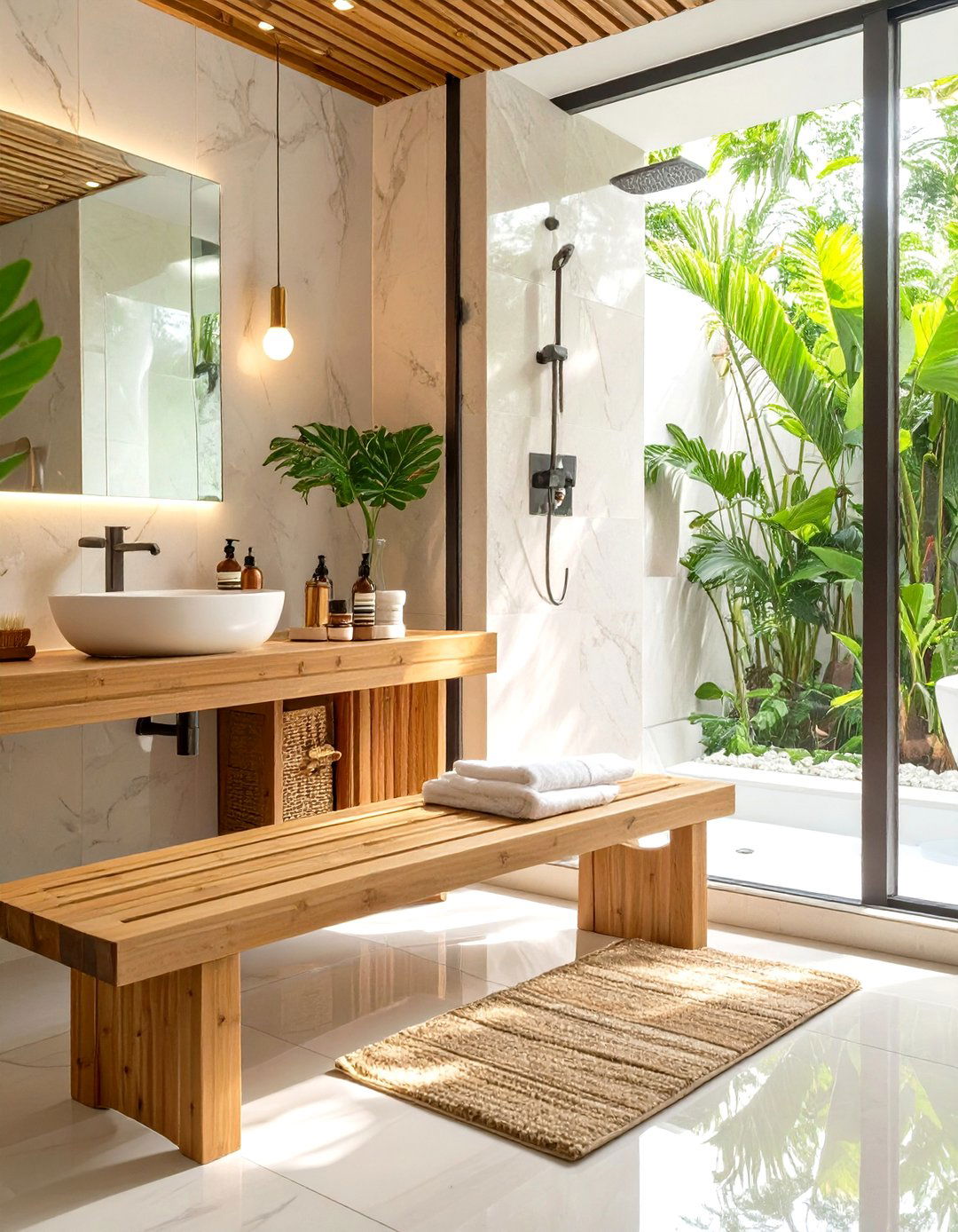 Firefly Create a high quality image with extra brightness of natural wood accents includ - 30 spa bathroom ideas