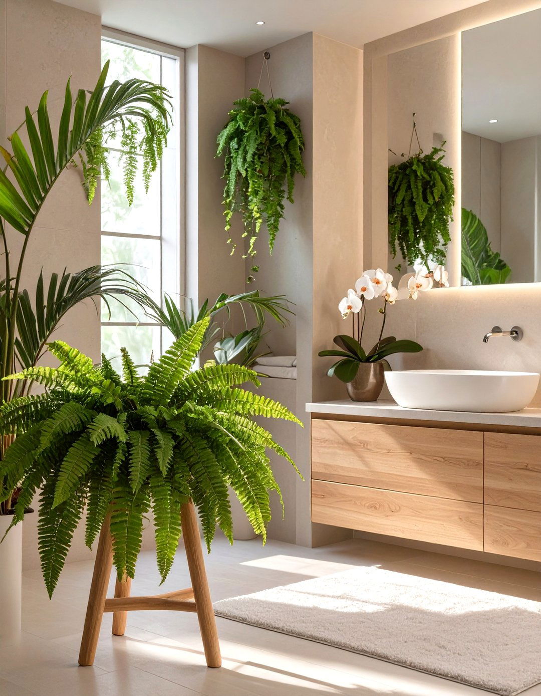 Firefly Create a high quality image with extra brightness of several indoor plants inclu - 30 spa bathroom ideas