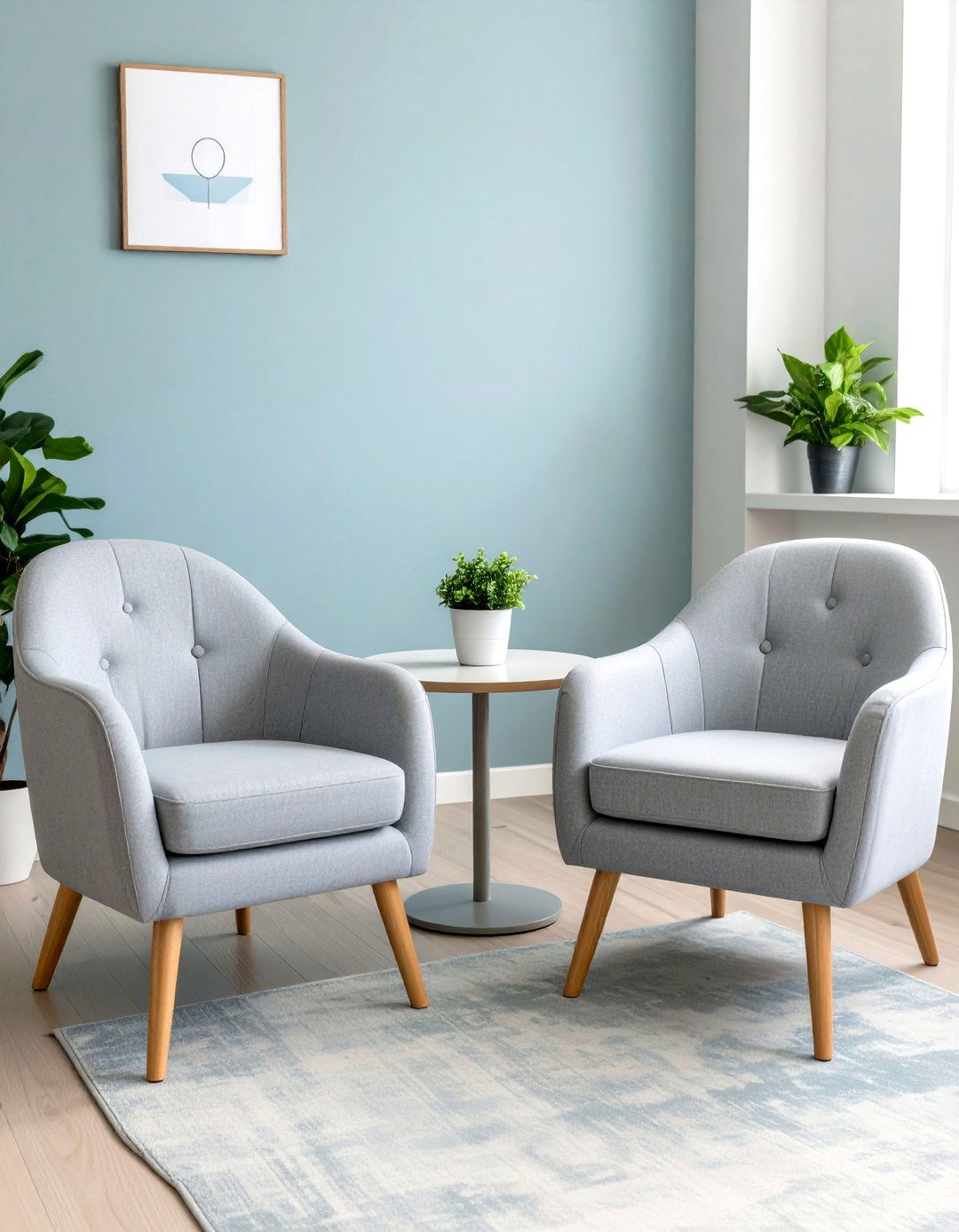 Firefly Create a high quality image with extra brightness of two plush supportive armcha - 30 therapy office decor ideas