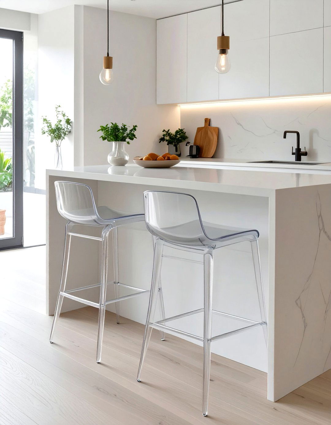 Firefly Create a high quality image with extra brightness of two transparent lucite bar s - 30 small kitchen decor ideas