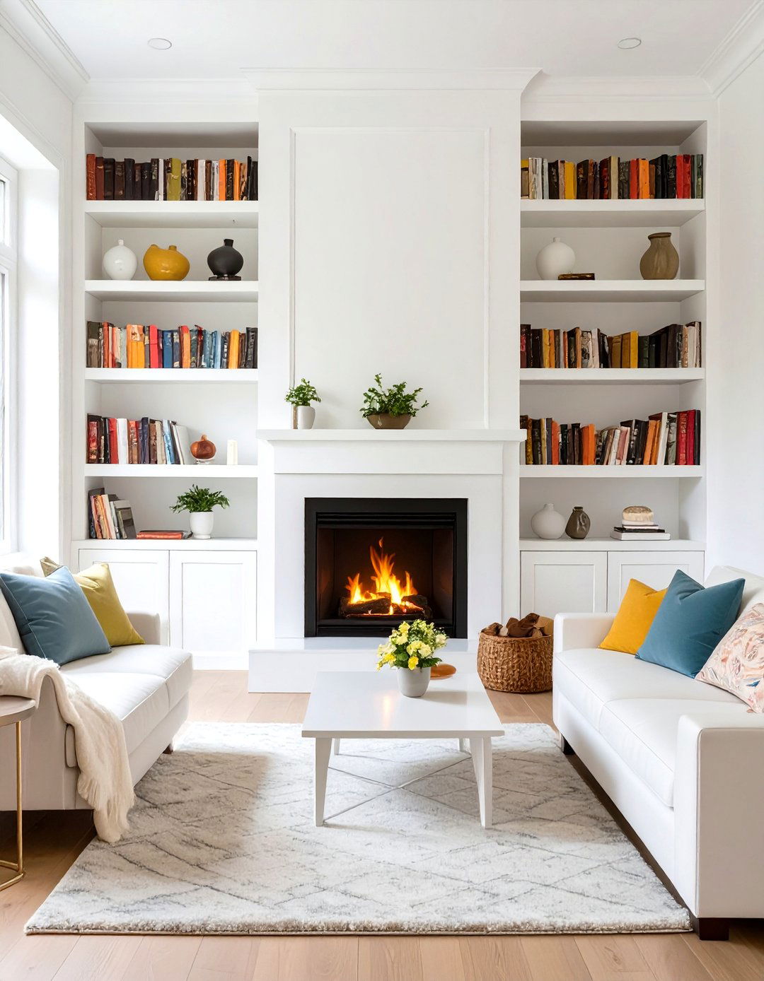 Fireplace Flanked by Built In Shelving - 30 small living room fireplace ideas