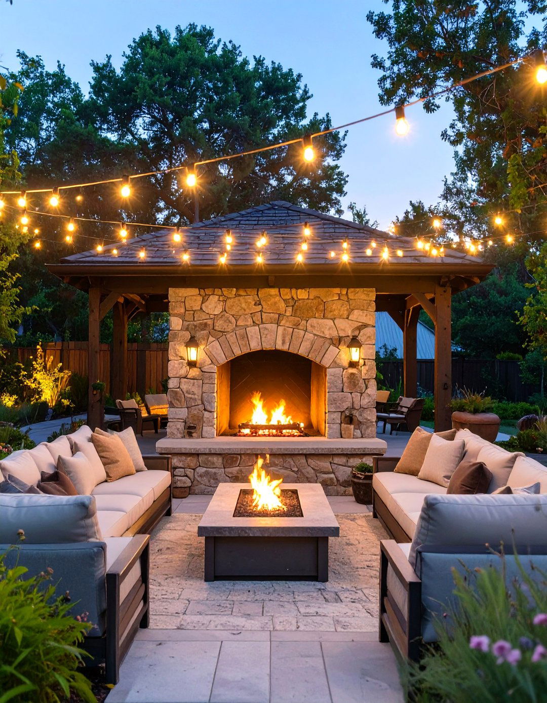 Fireplace Lounge Pavilion - 30 backyard pavilion ideas