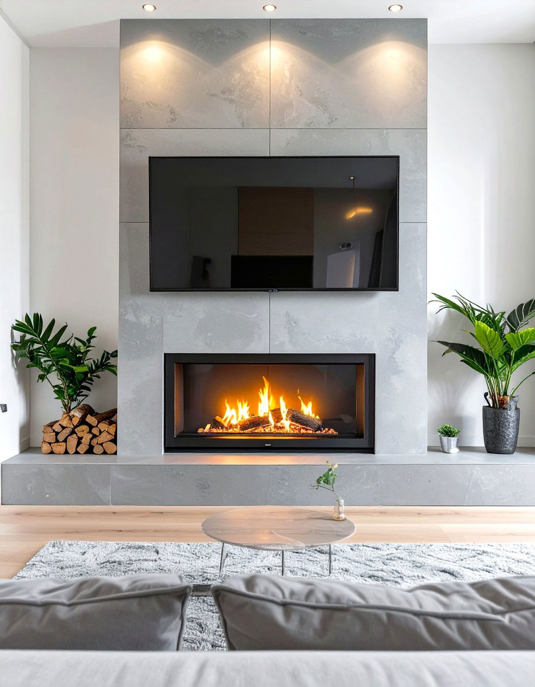 Fireplace with Integrated TV Niche - 30 small living room fireplace ideas