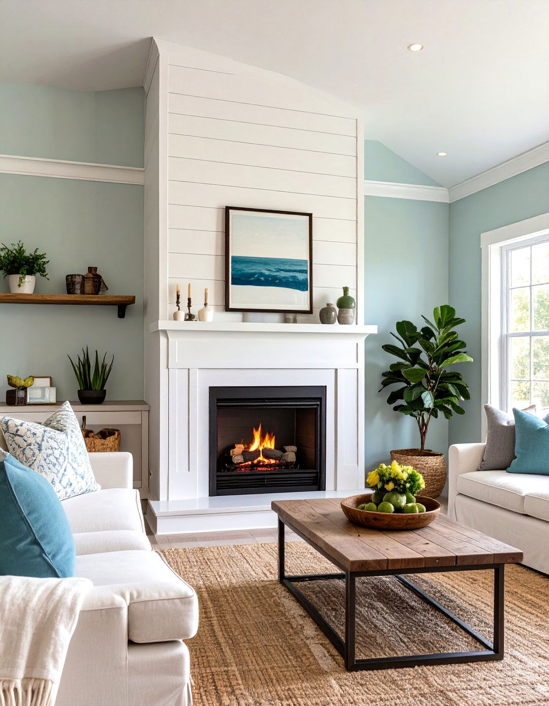 Fireplace with a Vertical Shiplap Surround - 30 small living room fireplace ideas