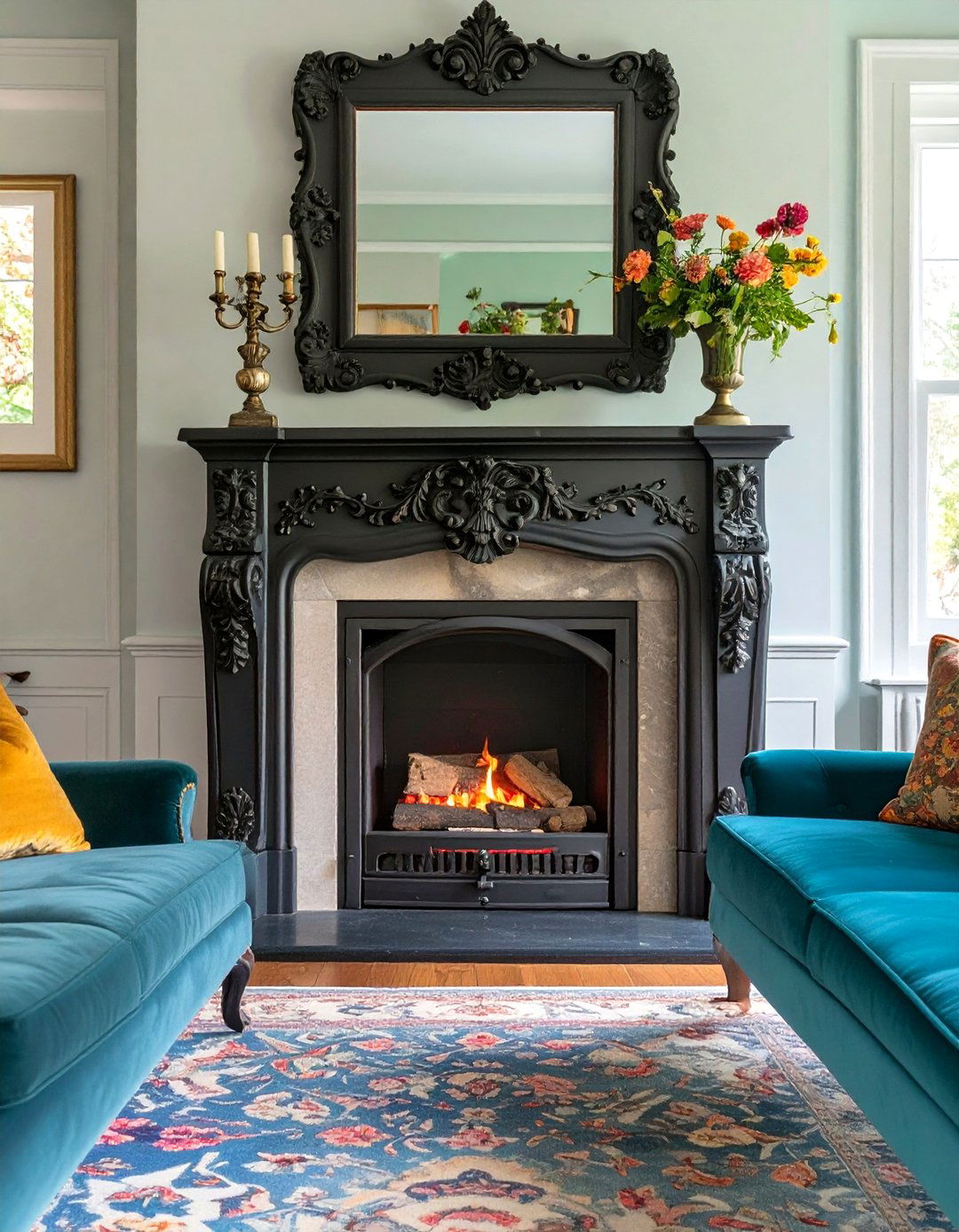 Fireplace with an Ornate Cast Iron Cover - 30 small living room fireplace ideas