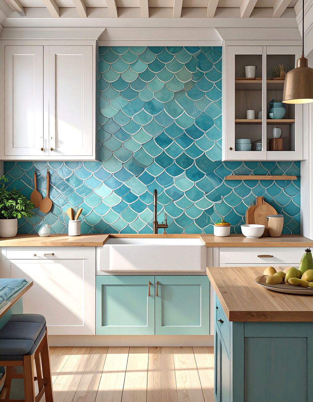 Fish Scale Kitchen Backsplash Tiles - 30 modern kitchen tiles design ideas